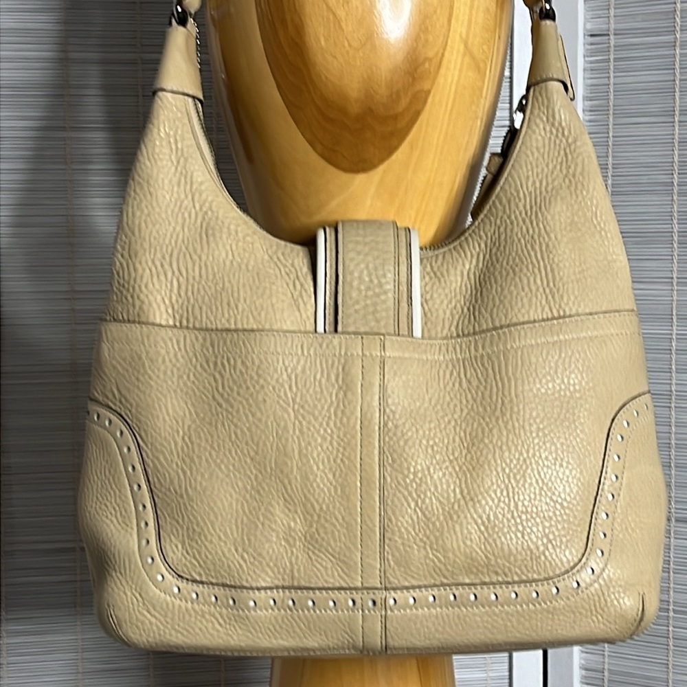 Coach Hampton cream pebble leather shoulder bag Y2K - Picture 8 of 13
